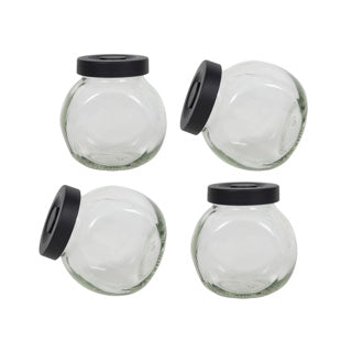 Verre de pot d'herbe 4 pièces couvercle Matt noir 175 ml