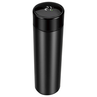 Thermosfless en acier inoxydable noir 450 ml avec thermomètre et filtre à thé