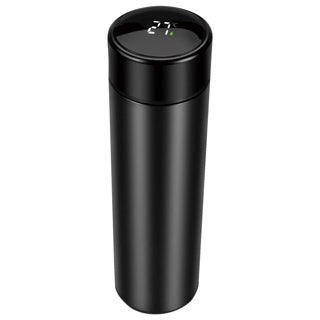 Thermosfless en acier inoxydable noir 450 ml avec thermomètre et filtre à thé