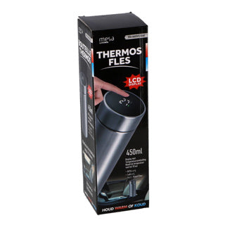 Thermosf sans acier inoxydable 450 ml avec thermomètre dans le couvercle, y compris le filtre à thé
