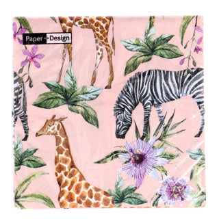 Serviettes zèbres girafes 33x33 cm