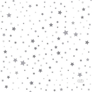 Serviettes Duni poussière d'étoile argentée 33 x 33 cm | 12 pièces