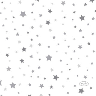 Serviettes Duni poussière d'étoile argentée 24 x 24 cm | 12 pièces