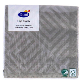 Duni serviettes mosaïques gris granit 24x24 cm