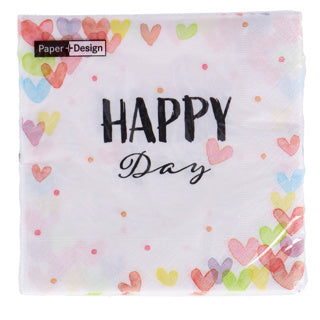 Duni serviettes coeurs heureux 33x33 cm