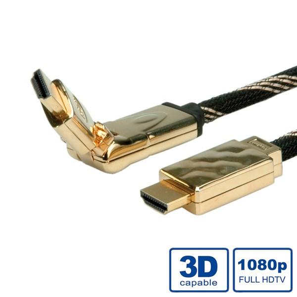 ADJ ADJ ADJBL11045507 Câble HDMI à grande vitesse W Ethernet, plaqué or, pivotage 3D, 2m, noir