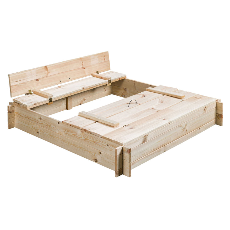 Swing Robert Wooden Sandbox avec couvercle et bancs naturels
