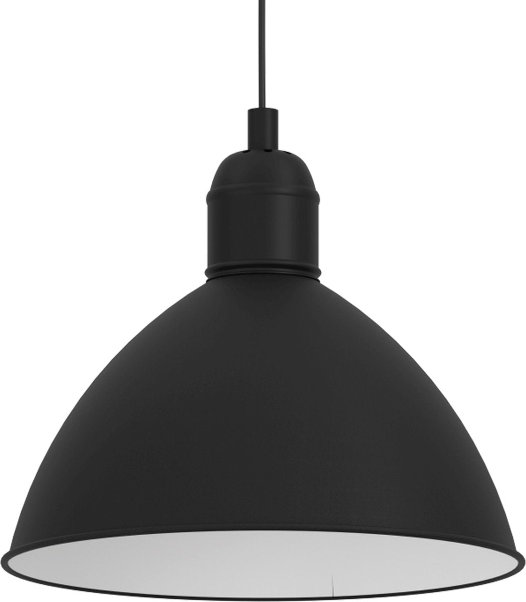 Lampe à suspension Eglo priddy - e27 - ø 30,5 cm - noir|blanc - acier