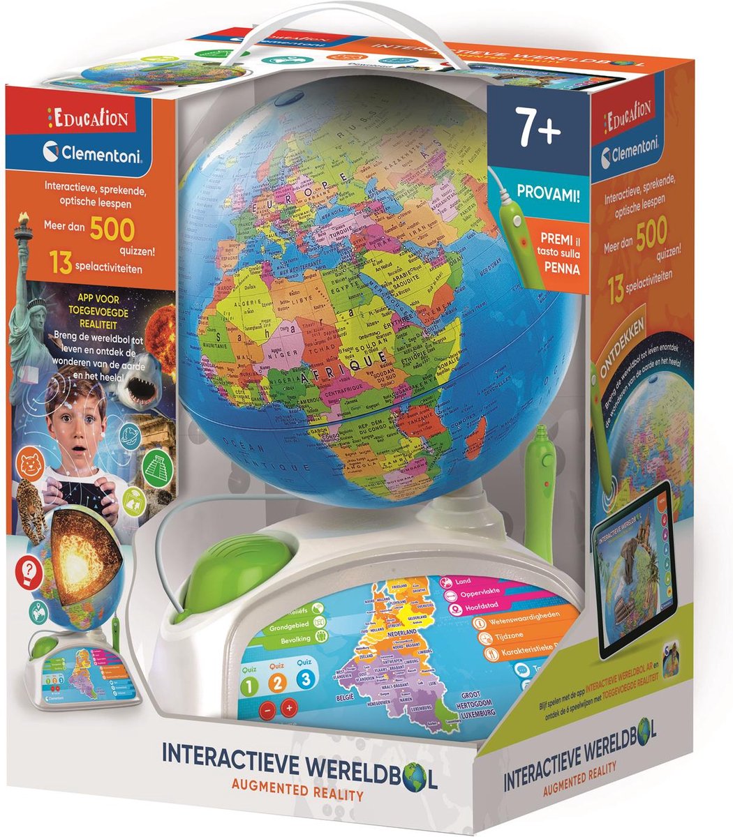 Clementoni education - globe interactif - globe avec éclairage - jouets éducatifs - 7-12 ans