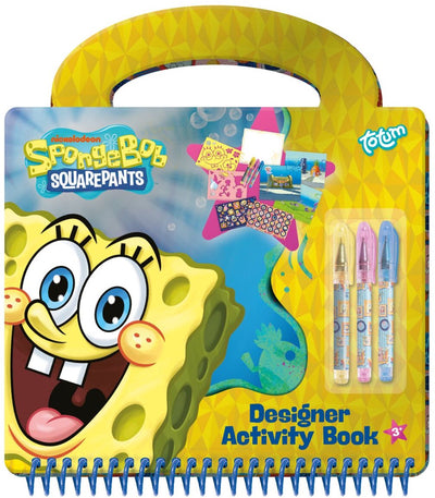 Cahier d'activités Totum Bob l'éponge designer - dessin, écriture, autocollants - 20 pages avec gabarits et mini stylos gel