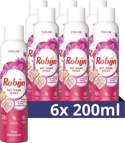 Robijn - spray de lavage à sec sensation rose - 6 bouteilles x 200 ml - pack économique
