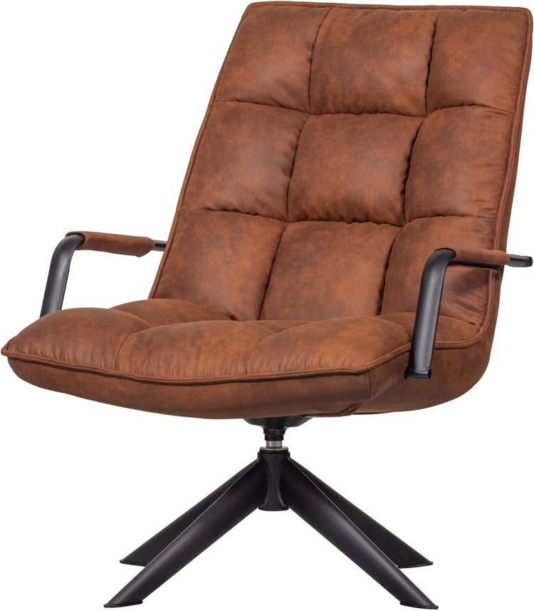 Fauteuil pivotant Woood Jouke - cuir artificiel - cognac - 96x70x85