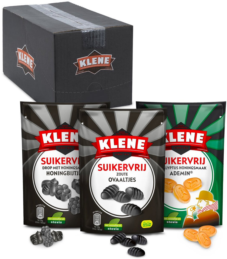 Boîte combinée Klene - réglisse - mélange d'ovales salés, adamin d'abeille - sel, miel d'eucalyptus - sans sucre - 14x110gr