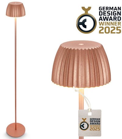 B.k.licht briloner champ - lampadaire rechargeable - lampe sur pied sans fil - dimmable - réglable en hauteur - pour intérieur et extérieur - couleur cuivre - ø19 x 124 cm