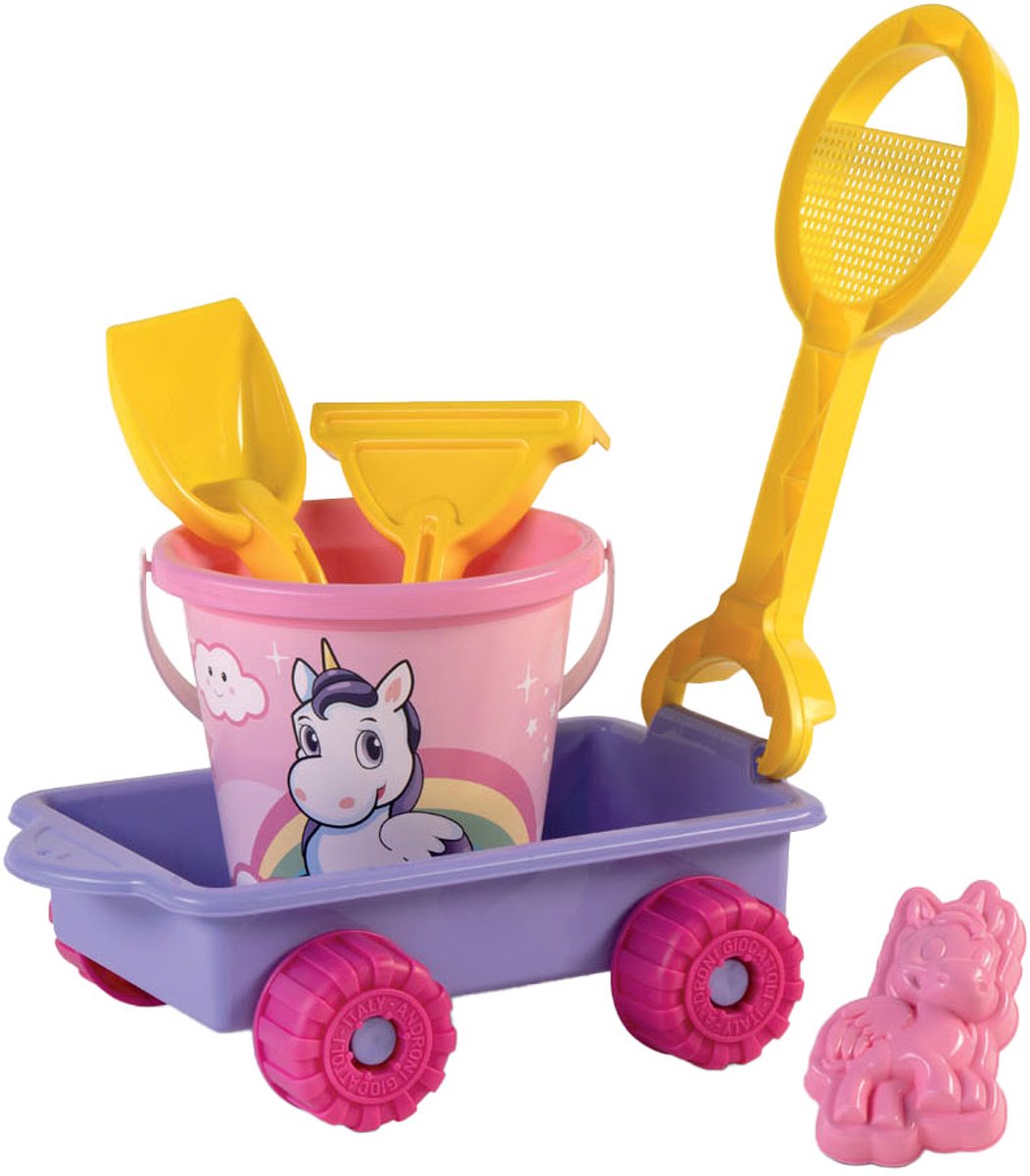 Androni Bolderkar avec set de plage Unicorn, 5dlg.