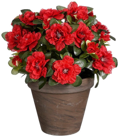 Plante artificielle décorations Mica - azalée - rouge - en pot - 31 cm - fausses plantes