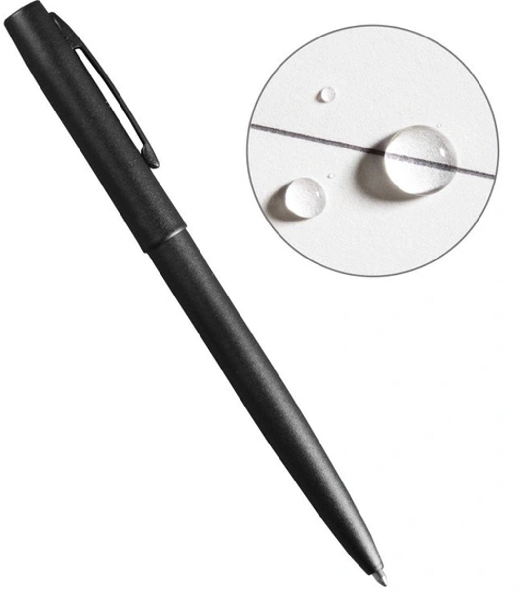 Stylo métal toutes saisons Rite in the rain clicker noir - rechargeable - écrit à l'envers !