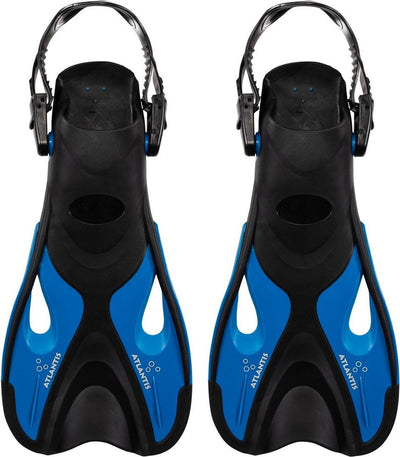 Dauphin Atlantis - palmes - palmes - sangle de talon réglable - pour natation snorkeling - enfants - noir bleu pétrole - 30-36