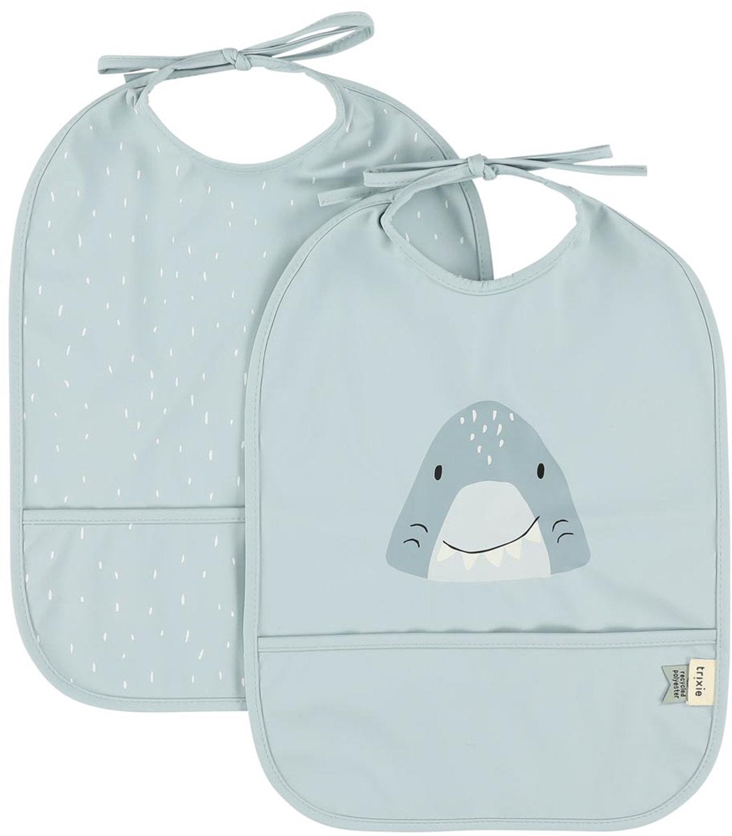Trixie bavoir lavable 2-pack mr. requin - bavoir pour enfants - 100% polyester recyclé - facile à nettoyer