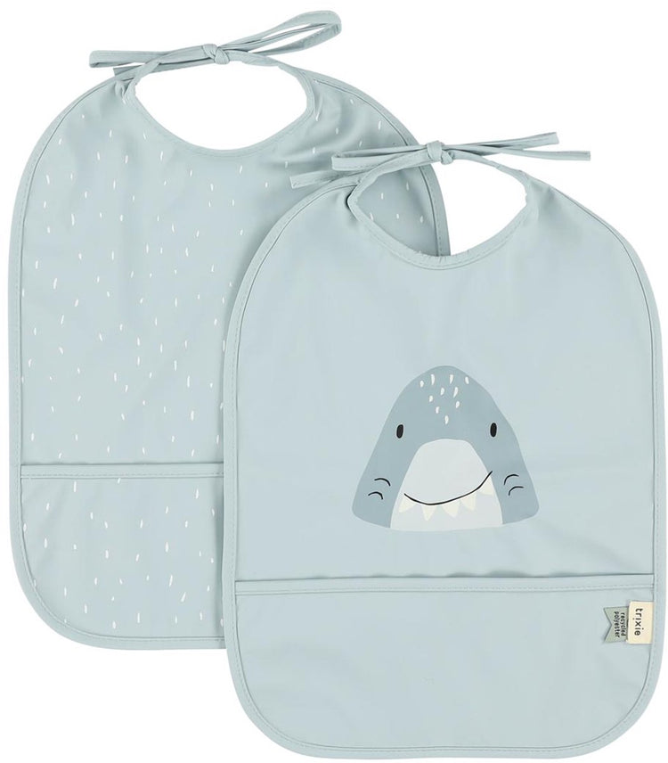 Trixie bavoir lavable 2-pack mr. requin - bavoir pour enfants - 100% polyester recyclé - facile à nettoyer