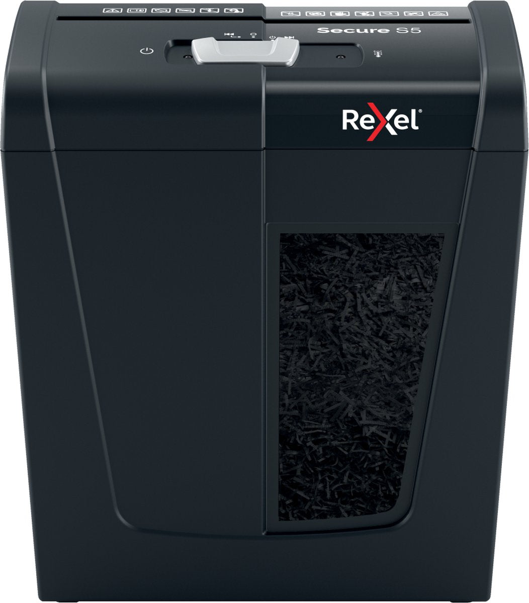 Destructeur de papier silencieux Rexel secure s5 - bandes p2 - jusqu'à 5 feuilles - 10l - noir