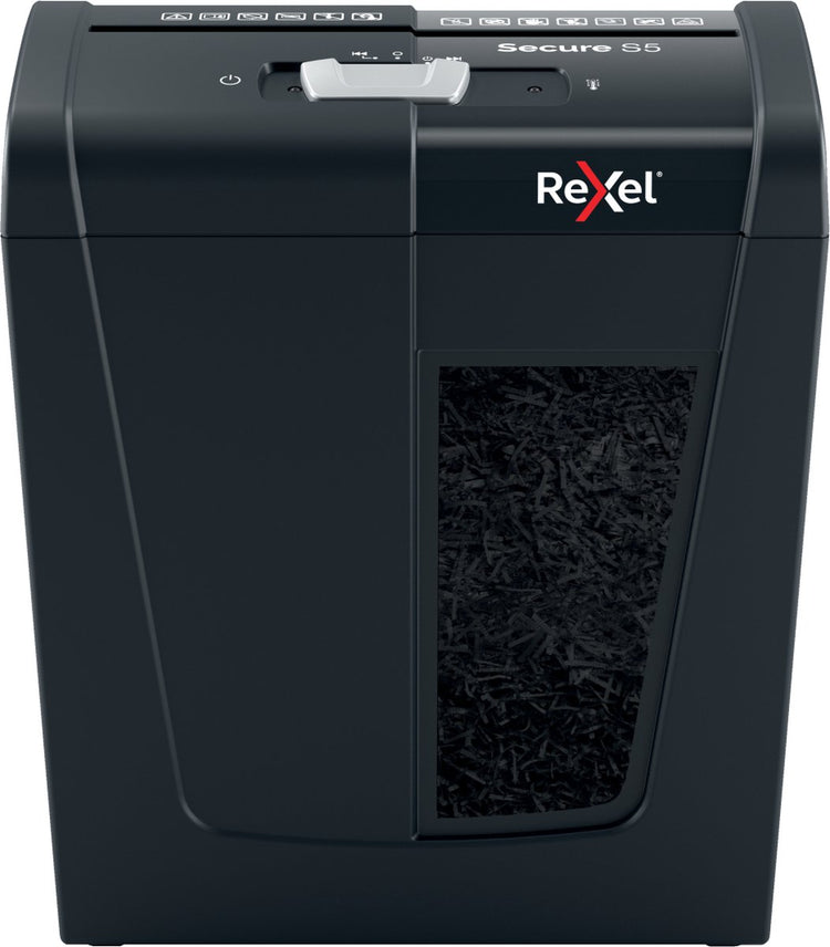 Destructeur de papier silencieux Rexel secure s5 - bandes p2 - jusqu'à 5 feuilles - 10l - noir