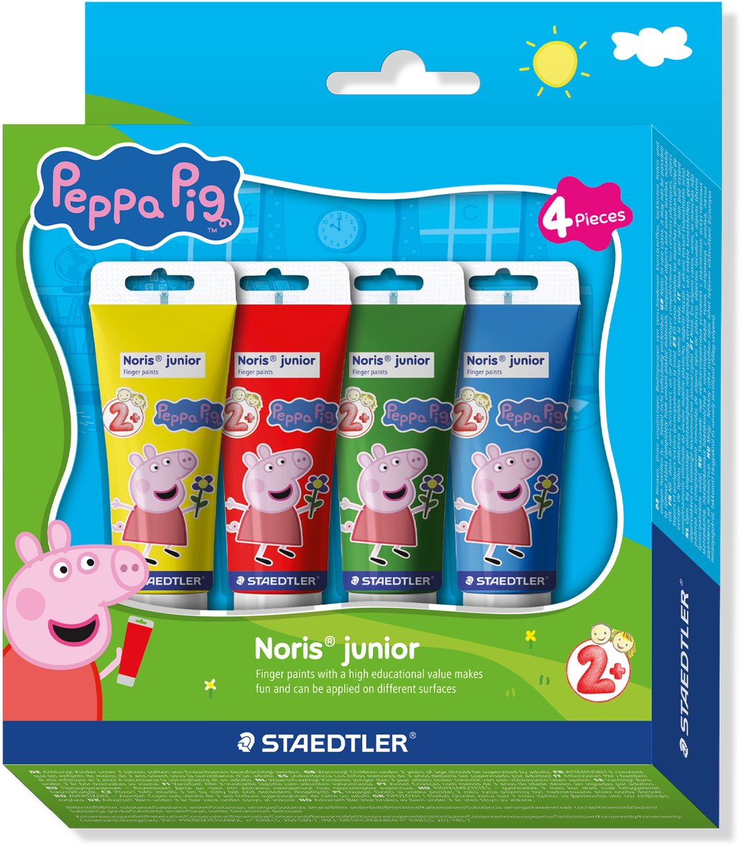 Staedtler peppa pig x noris junior peinture à doigts - lot de 4 tubes