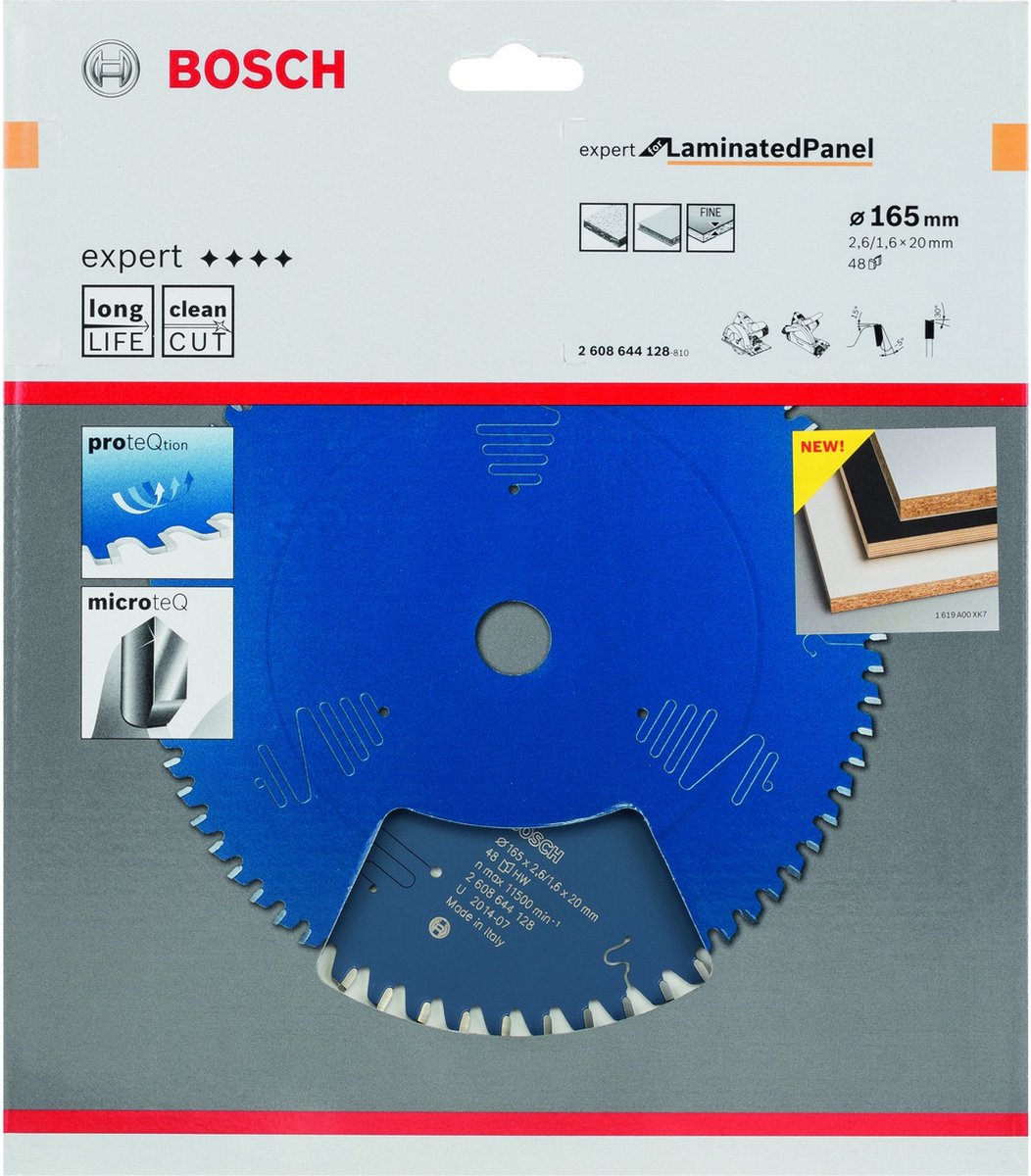 Lame de scie circulaire Bosch expert pour le bois 165x20x2,2 1,6x36 t