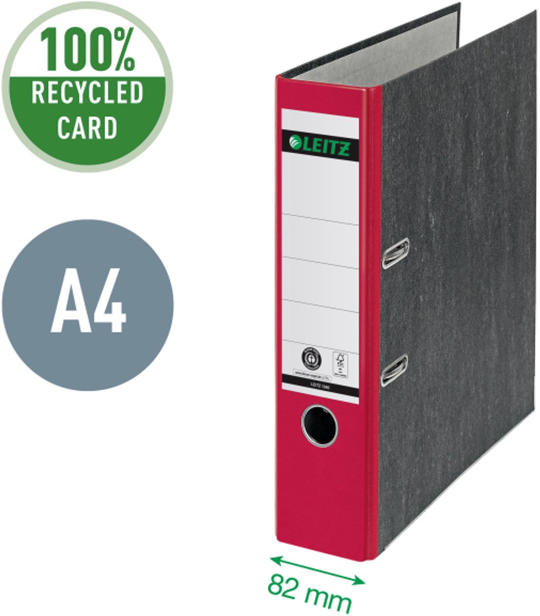 Dossier Leitz 180° nuageux a4 - 80mm - 100% recyclé - rouge - 3 pièces