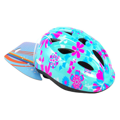 Volare le casque de vélo pour enfants XS Fleurs roses bleues 47-51 cm supplémentaires supplémentaires