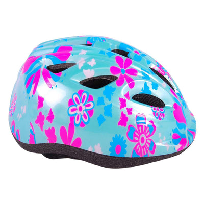 Volare le casque de vélo pour enfants XS Fleurs roses bleues 47-51 cm supplémentaires supplémentaires