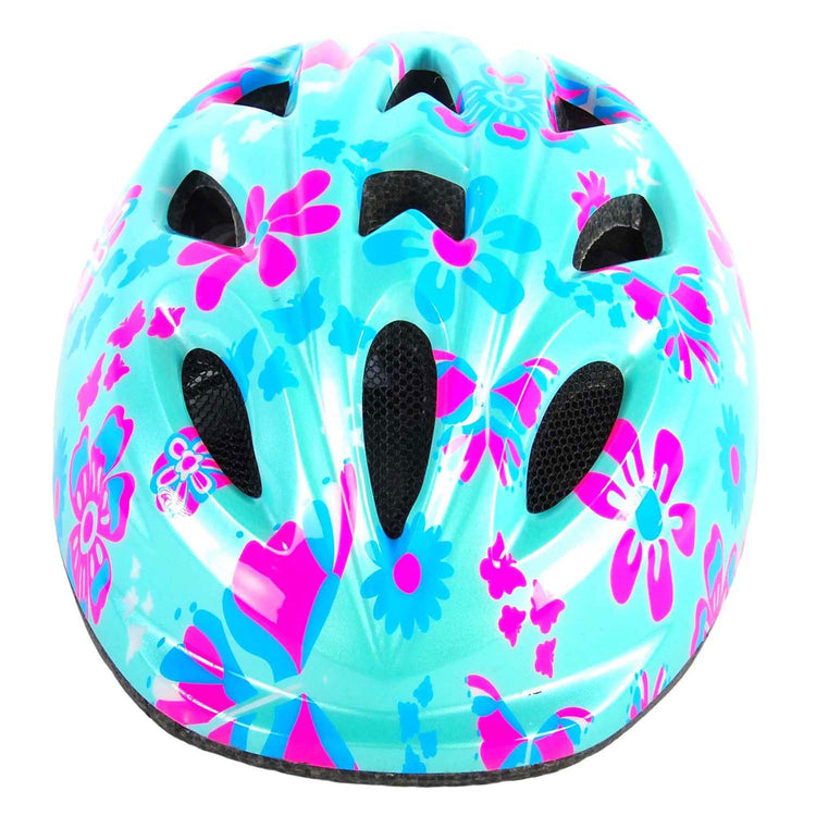 Volare le casque de vélo pour enfants XS Fleurs roses bleues 47-51 cm supplémentaires supplémentaires