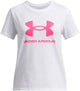 Under armour ua big logo ss chemise de sport unisexe - blanc - rose