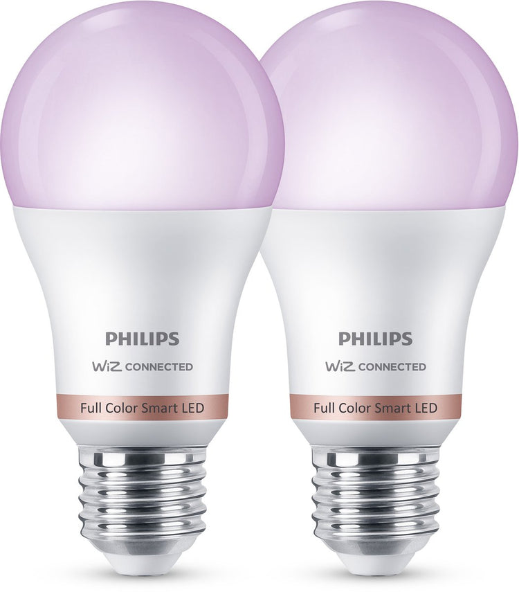 Philips Lighting philips smart Lighting - Lampe LED - Lumière blanche colorée et réglable - RVB - dimmable - Pack de 2 - Culot E27 - Forme de lampe standard : A60 - 100W - Fonctionne avec l'application Wiz - WiFi