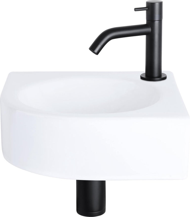 Differnz Ensemble fontaine Cleo - céramique - robinet courbé noir mat - 30 x 30 x 10 cm