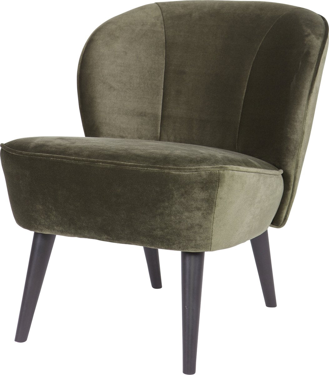 Fauteuil Sara Woood - velours - vert chaud - 71x59x70
