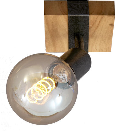Briloner leuchten wood basic - applique murale - spot rotatif - e27 max. 25w - matière : bois et métal - couleur : noir et gris métal
