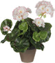 Mica décorations plante artificielle - géranium - blanc rose - en pot - 34 cm - fausses plantes - fleurs artificielles