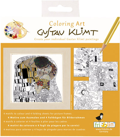Fridolin set de coloriage art - 4 pages à colorier avec cadre 15x15 cm - Gustav Klimt