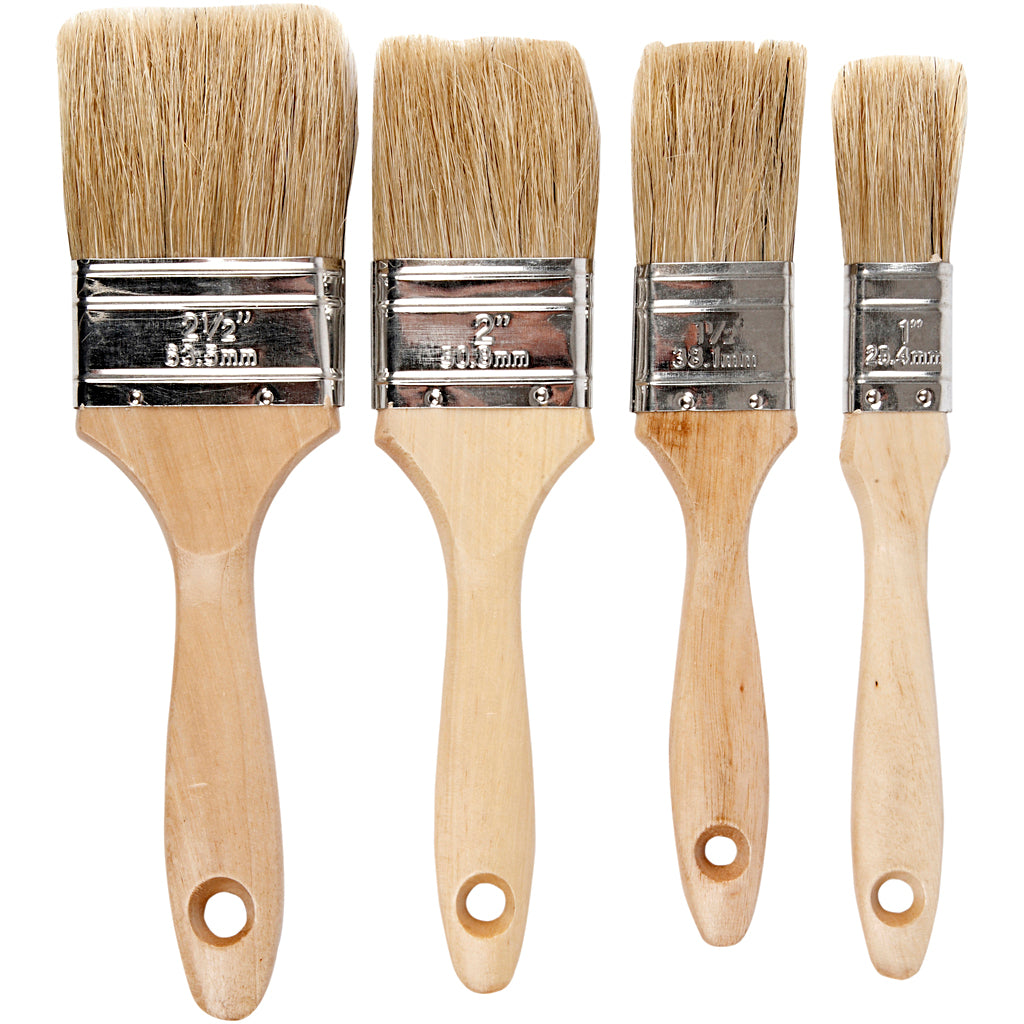 Pinceaux à vernis Creativ company, l : 19,5-21 cm, l : 25-63 mm, plats, 4 pièces 1 boîte