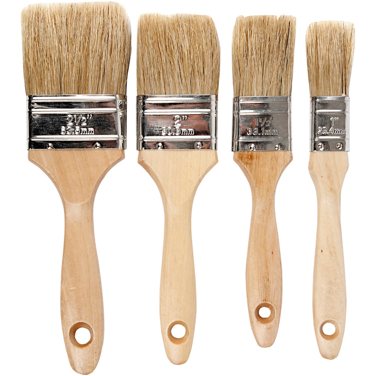 Pinceaux à vernis Creativ company, l : 19,5-21 cm, l : 25-63 mm, plats, 4 pièces 1 boîte