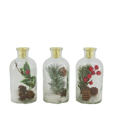 Dijk natural collections bougeoir en verre avec déco de Noël 8x8x16cm