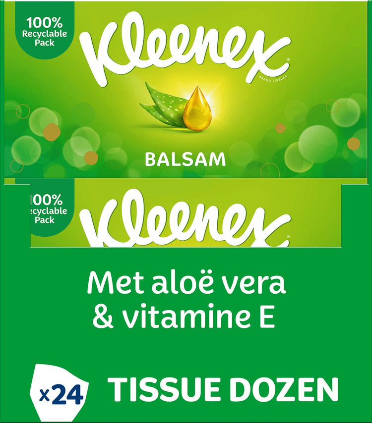 Mouchoirs Kleenex - baume - pack économique - 24 x 64 pièces = 1536 mouchoirs