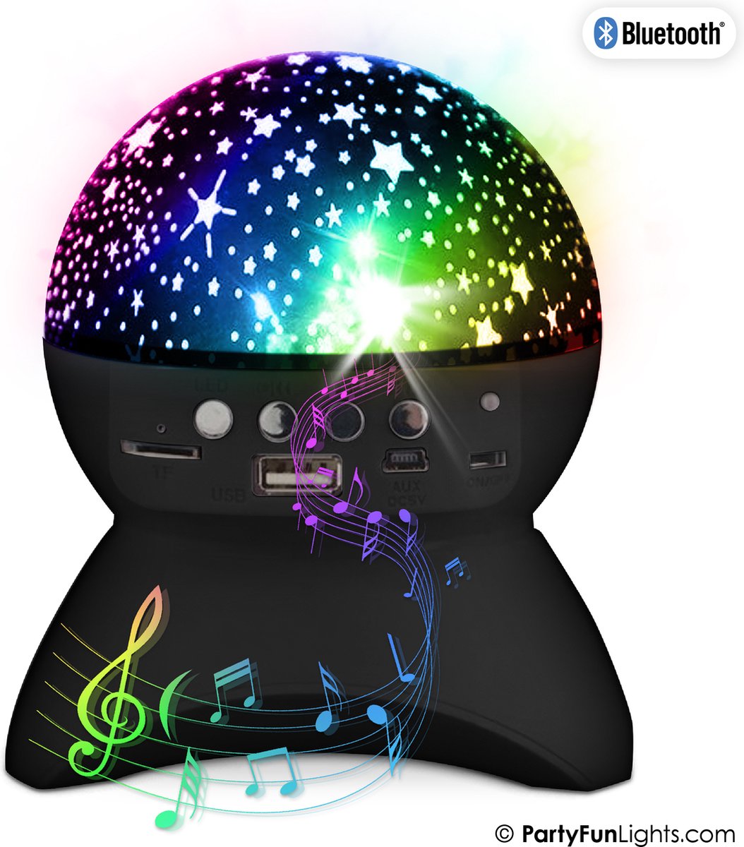 Partyfunlights - haut-parleur veilleuse Bluetooth sans fil - effets de lumière - batterie rechargeable - lampe projecteur d'étoiles
