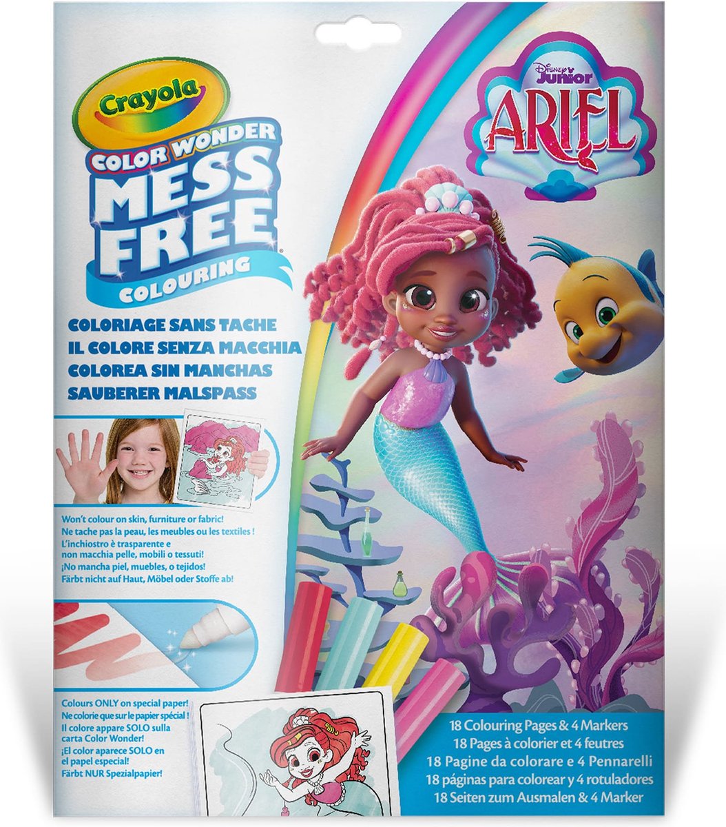 Crayola - color wonder - livre de coloriage - disney junior ariel - pages à colorier et marqueurs