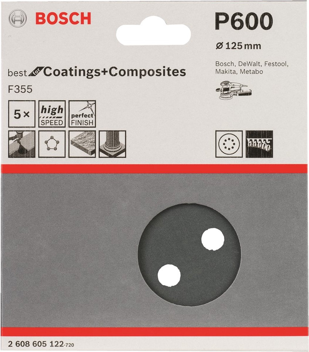 Feuille abrasive Bosch 5 ø125 meilleurs revêtements 8 600