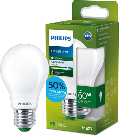 Philips LED Lampe LED ultra efficace Philips mate - 60 W - E27 - lumière blanc froid