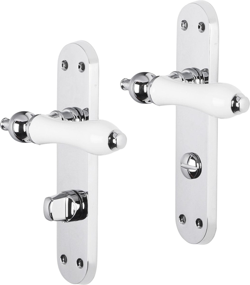 Tabouret Impresso Brisbane avec bouclier ovale WC63 à vis chrome blanc