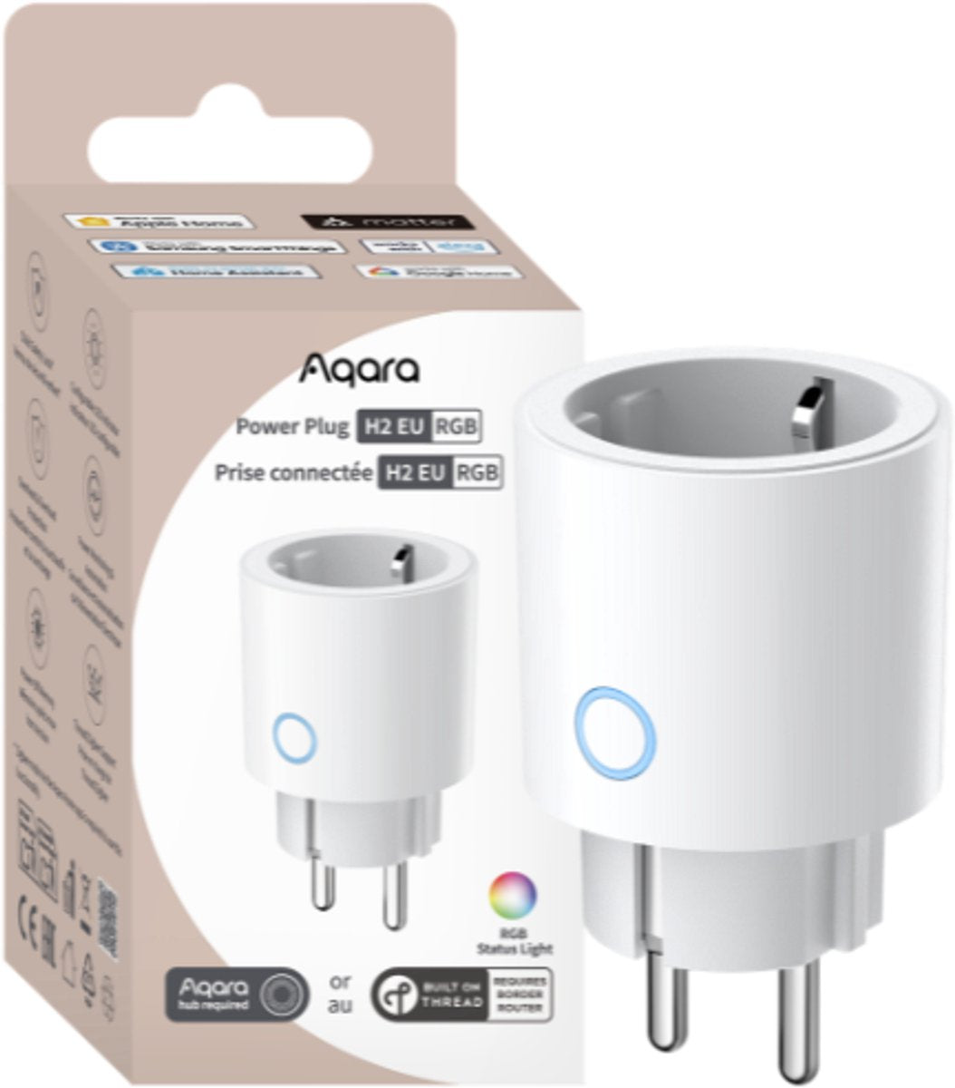 Prise d'alimentation Aqara h2 eu rgb, prise intelligente zigbee avec mesure d'énergie