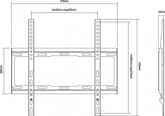Équipement 650310 support de montage mural fixe à télévision [1x, 40 kg, 3255, 200x200 mm, 400x400 mm, noir]